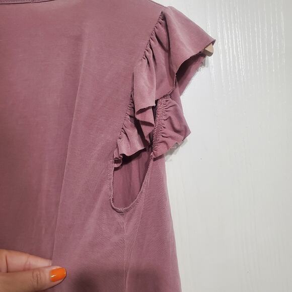 Hummingbird Rose Pink Wrap Tie Front Top Flutter Ruffle Sleeves Barbiecore Small - Picture 4 of 6